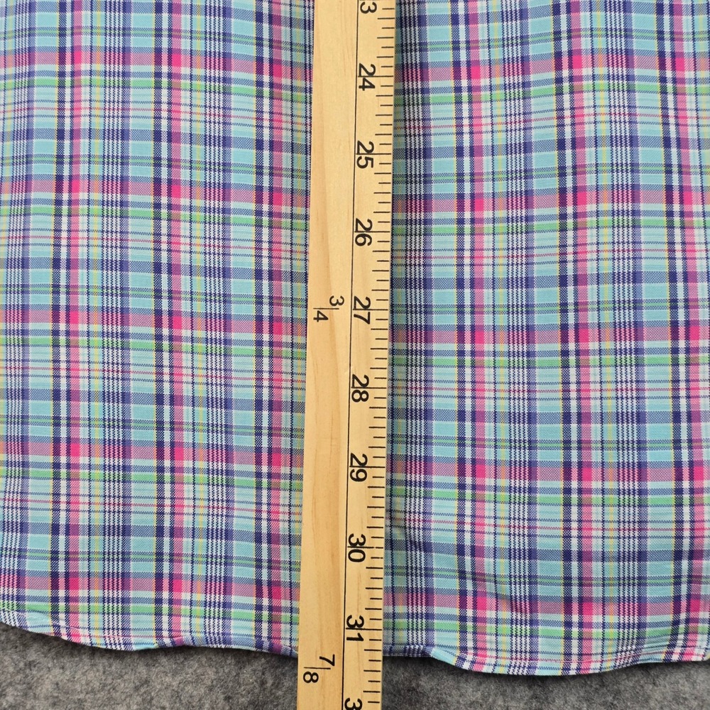 Ralph Lauren Mens Medium Plaid Button Down Shirt Blue Pink Pony Long Sleeve M - Picture 6 of 9